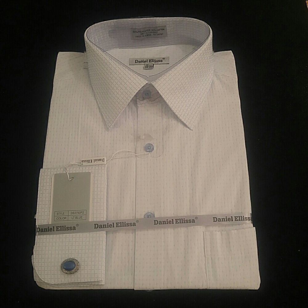 MEN'S DANIEL ELLISSA LIGHT BLUE DRESS SHIRT 16 1/2